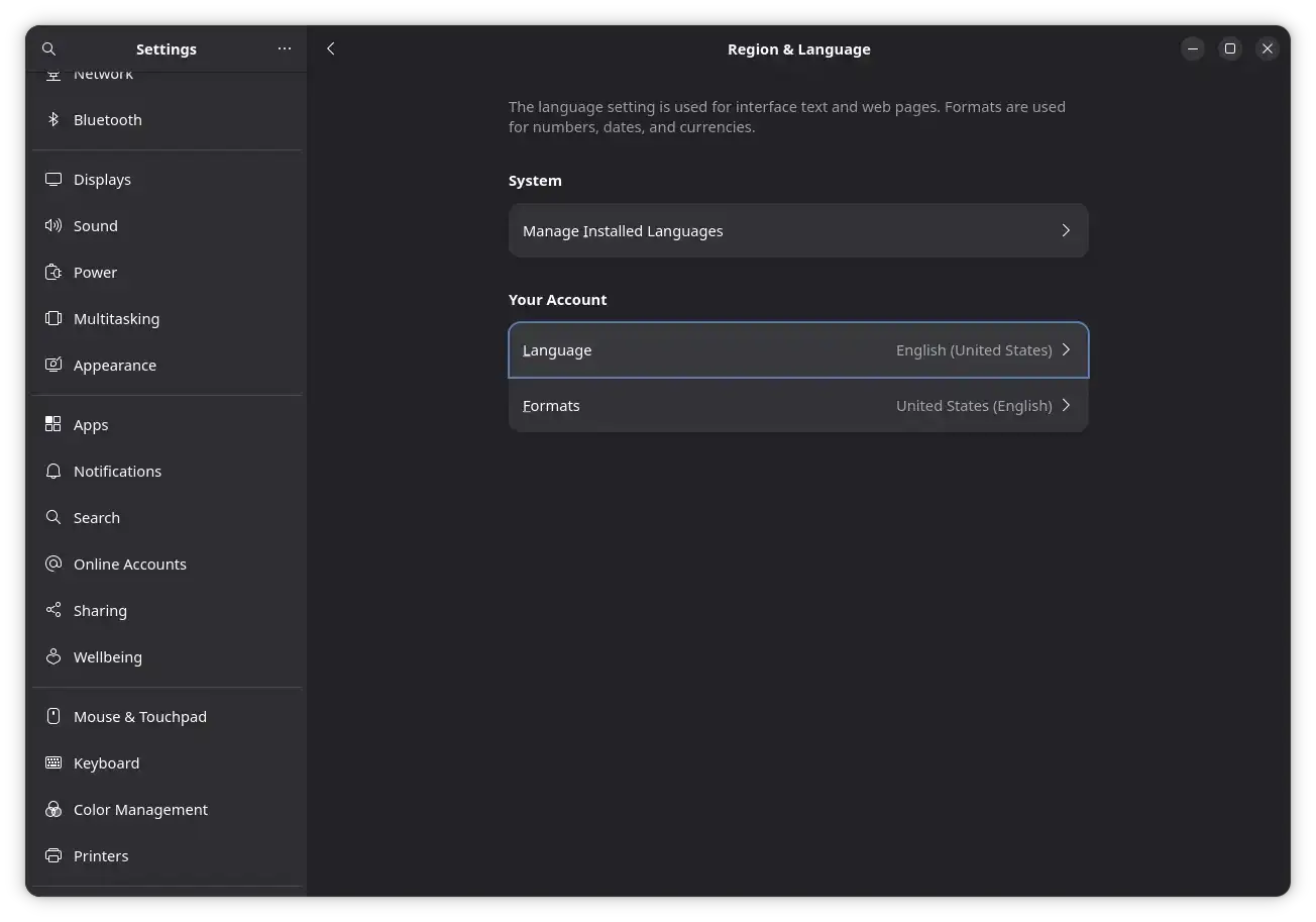 Language Settings